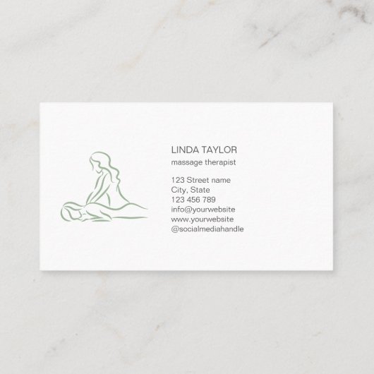 Minimalistischer Beruflicher Massagetherapeut Visitenkarte (Rückseite)