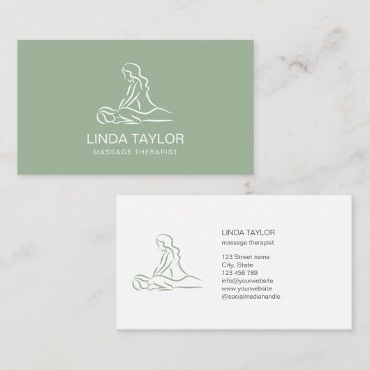 Minimalistischer Beruflicher Massagetherapeut Visitenkarte (Vorne/Hinten)
