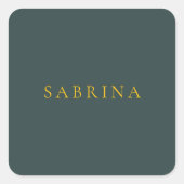 Minimalistischer Beruflicher moderner Name Dustgrü Quadratischer Aufkleber (Vorderseite)