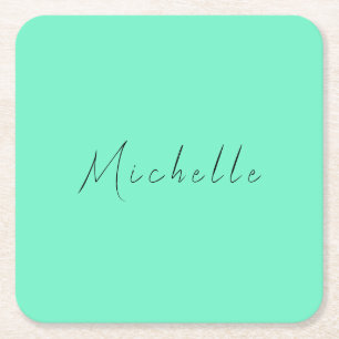 Minimalistischer Beruflicher Name Handschriftlich Rechteckiger Pappuntersetzer