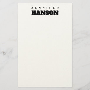 Minimalistischer Beruflicher Name Schwarz/Weiß Briefpapier