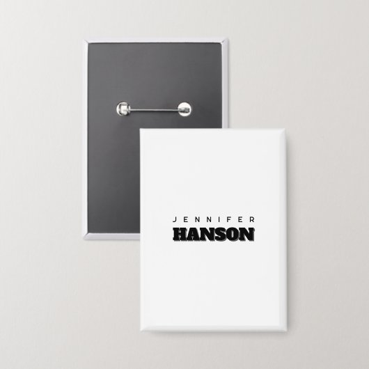 Minimalistischer Beruflicher Name Schwarz/Weiß Button (Vorderseite/Rückseite)