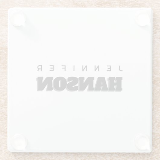 Minimalistischer Beruflicher Name Schwarz/Weiß Glasuntersetzer (Rückseite)