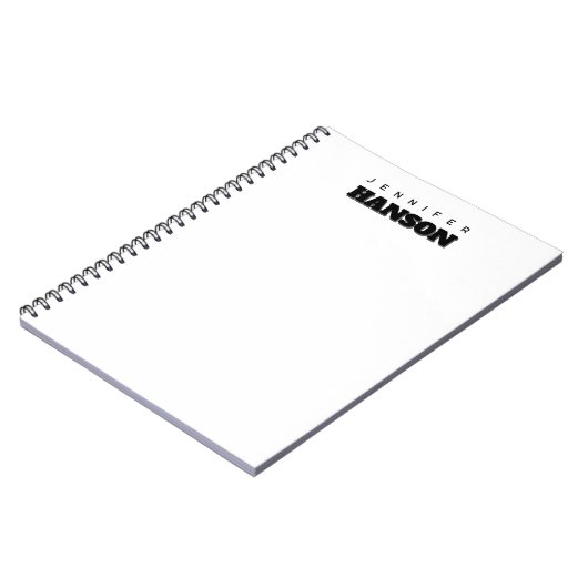 Minimalistischer Beruflicher Name Schwarz/Weiß Notizblock (Linke Seite)