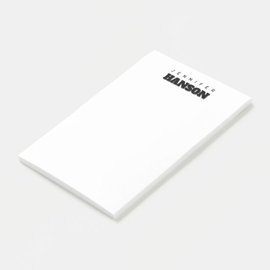 Minimalistischer Beruflicher Name Schwarz/Weiß Post-it Klebezettel (angewinkelt)