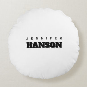Minimalistischer Beruflicher Name Schwarz/Weiß Rundes Kissen
