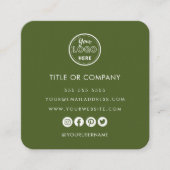 Minimalistischer Beruflicher QR-Code für Moss Gree Quadratische Visitenkarte (Vorderseite)