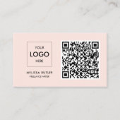 Minimalistischer Beruflicher QR-Code Rosa Visitenkarte (Vorderseite)