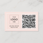 Minimalistischer Beruflicher QR-Code Rosa Visitenkarte (Vorderseite)