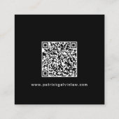 Minimalistischer Beruflicher QR-Code Schwarz Quadratische Visitenkarte (Rückseite)