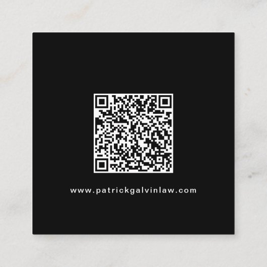 Minimalistischer Beruflicher QR-Code Schwarz Quadratische Visitenkarte (Rückseite)