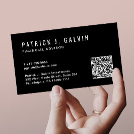Minimalistischer Beruflicher QR-Code Schwarz Visitenkarte