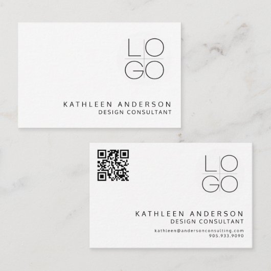 Minimalistischer Beruflicher QR-CODE Visitenkarte (Vorne/Hinten)