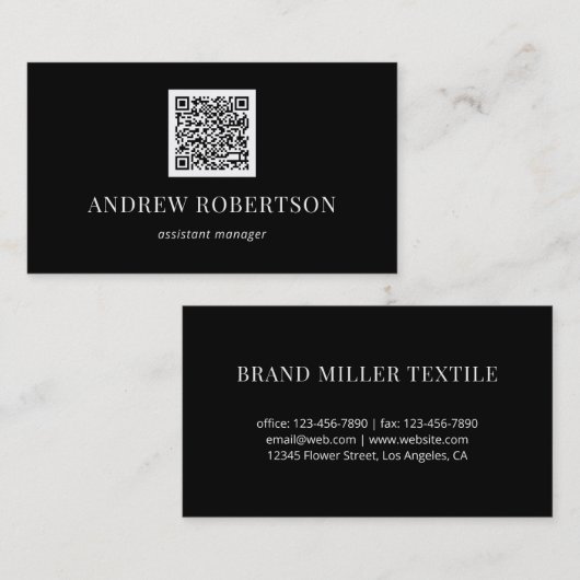 Minimalistischer Beruflicher QR-Code Visitenkarte (Vorne/Hinten)