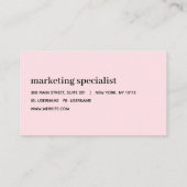 Minimalistischer Beruflicher Rahmen Rosa Visitenkarte (Rückseite)