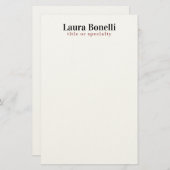 Minimalistischer Beruflicher Schlichter Name Briefpapier (Vorne/Hinten)