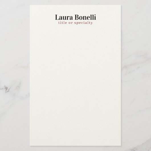 Minimalistischer Beruflicher Schlichter Name Briefpapier (Vorderseite)