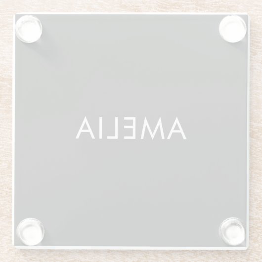 Minimalistischer Beruflicher Schlichter Name Glasuntersetzer (Rückseite)