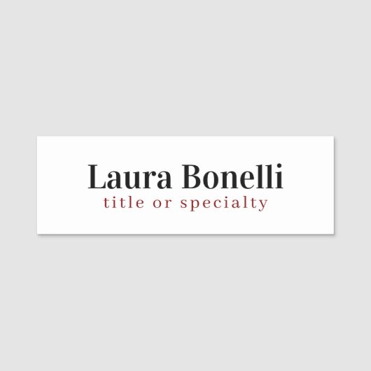 Minimalistischer Beruflicher Schlichter Name Namensschild (Vorderseite)