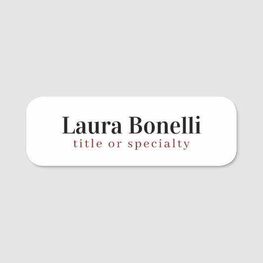 Minimalistischer Beruflicher Schlichter Name Namensschild (Vorderseite)