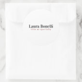 Minimalistischer Beruflicher Schlichter Name Runder Aufkleber (Tasche)