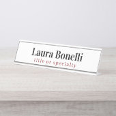 Minimalistischer Beruflicher Schlichter Name Schreibtischnamensplakette (Vorderseite )