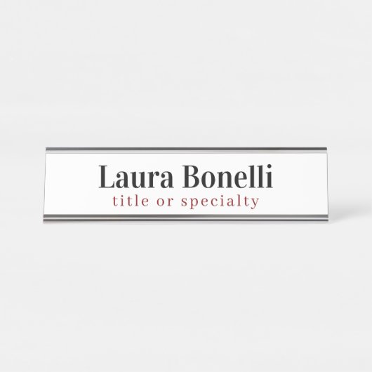 Minimalistischer Beruflicher Schlichter Name Schreibtischnamensplakette (Vorderseite )