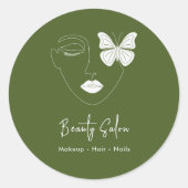Minimalistischer Beruflicher Schönheitssalon Moss  Runder Aufkleber (Vorderseite)