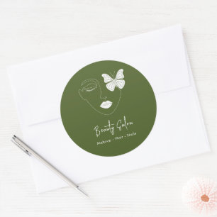 Minimalistischer Beruflicher Schönheitssalon Moss  Runder Aufkleber