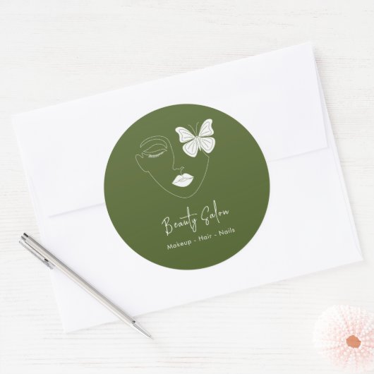 Minimalistischer Beruflicher Schönheitssalon Moss  Runder Aufkleber (Umschlag)