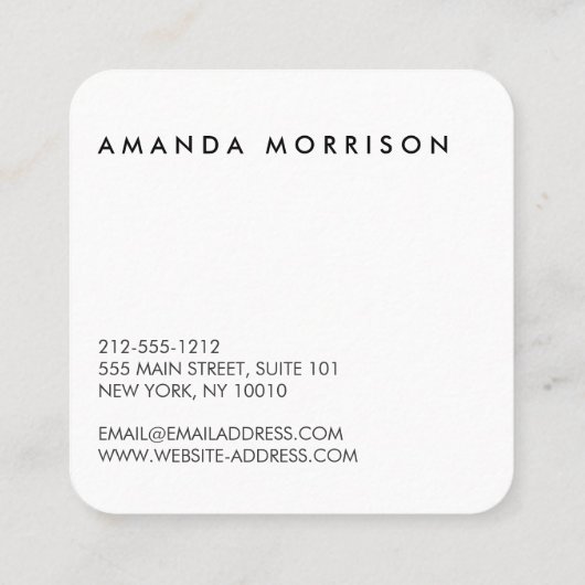 Minimalistischer Beruflicher Social Media-Platz Quadratische Visitenkarte (Rückseite)