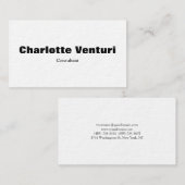 Minimalistischer, Beruflicher Text Schwarz-weiß Visitenkarte (Vorne/Hinten)