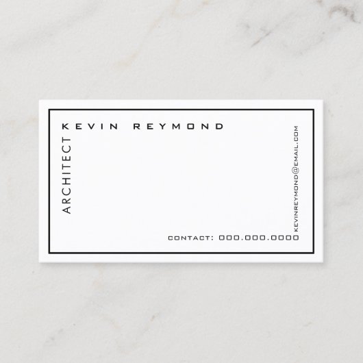 Minimalistischer beruflicher, weißer Architekt Visitenkarte (Vorderseite)