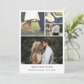 Minimalistischer Best Day pro Paar Foto Hochzeit Dankeskarte (Stehend Vorderseite)