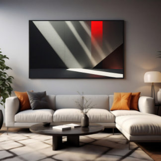 Minimalistischer Beton & Rotes Licht Leinwanddruck