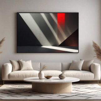 Minimalistischer Beton & Rotes Licht Poster