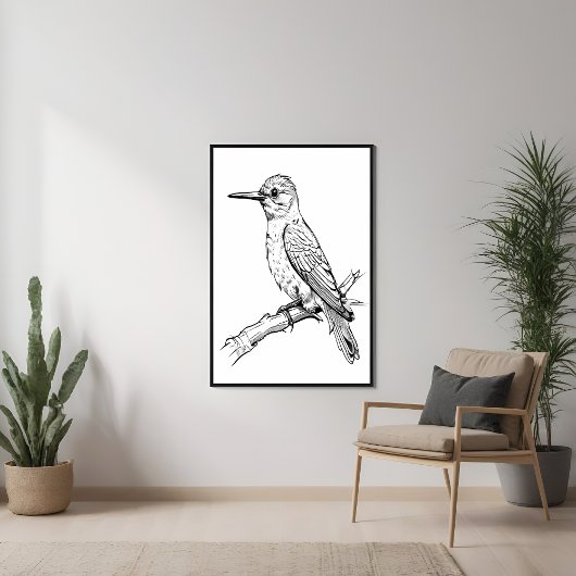 Minimalistischer Bird Illustration Line Art Poster
