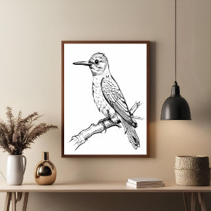 Minimalistischer Bird Illustration Line Art Poster