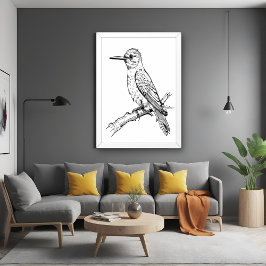 Minimalistischer Bird Illustration Line Art Poster