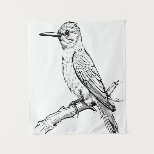 Minimalistischer Bird Illustration Line Art Wandteppich (Vorderseite)