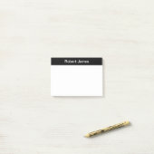 Minimalistischer Black Banner-Individuelle Name Post-it Klebezettel (Auf Schreibtisch)