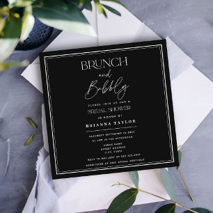 Minimalistischer Black Brunch & Bubbly Einladung