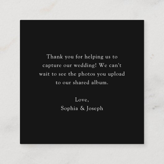 Minimalistischer Black Disco Ball QR Code Teilen S Begleitkarte (Rückseite)