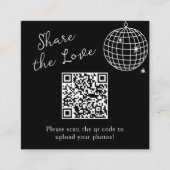 Minimalistischer Black Disco Ball QR Code Teilen S Begleitkarte (Vorderseite)