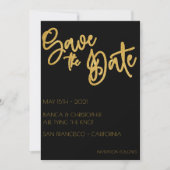 Minimalistischer Black & Gold Glitzer Hochzeit Art Save The Date (Vorderseite)
