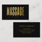 Minimalistischer Black & Gold Massage Therapeut Visitenkarte (Vorne/Hinten)
