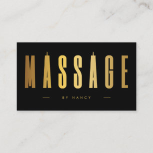Minimalistischer Black & Gold Massage Therapeut Visitenkarte