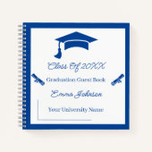 Minimalistischer blau-weißer Abschluss individuell Notizblock (Vorderseite)