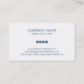 Minimalistischer blau-weißer Hintergrund Visitenkarte (Rückseite)