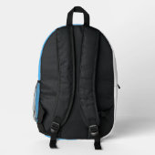 Minimalistischer blau-weißer Rucksack mit individu (Rückseite)